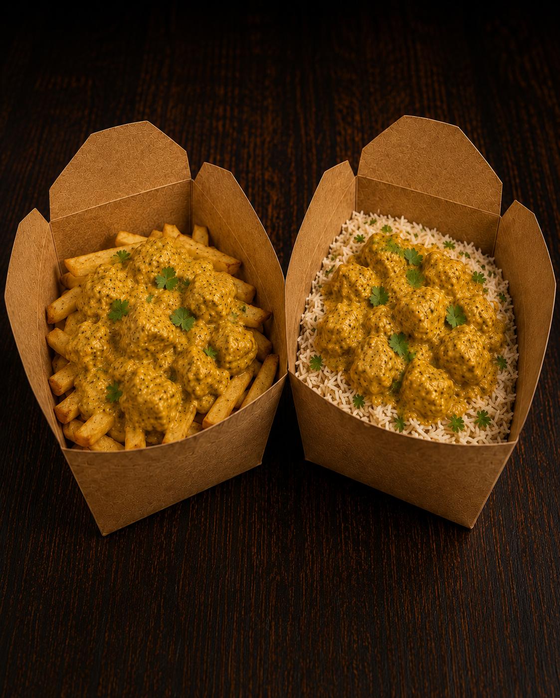 Traditional naan bread and curry at Chaat Masala Indian restaurant